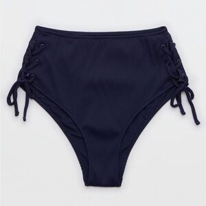 NEW Aerie The Cheeks Stretch Bikini Bottom Navy Medium